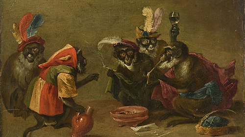 Tabagie de singes, 1700, David Teniers le Jeune