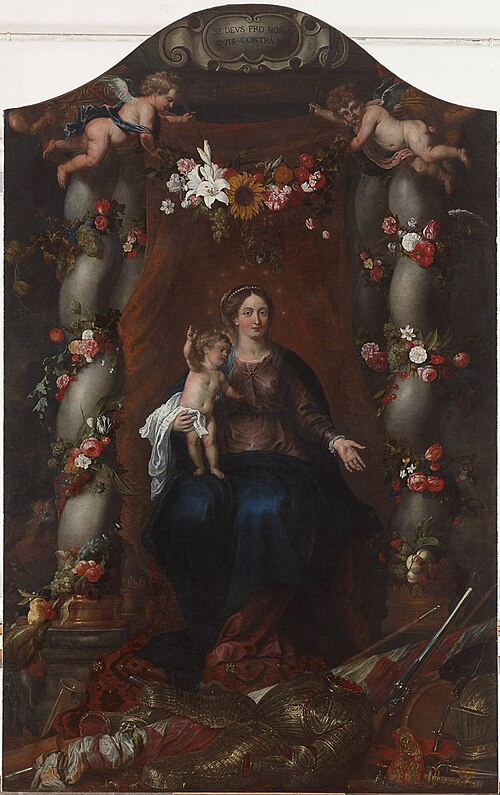 Madonna and Child Enthroned in a Fruit & Flower Garland, 1648, David Teniers le Jeune