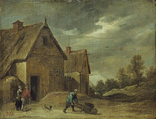 Farmer with a wheelbarrow, 1645, David Teniers the Younger