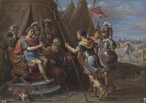 Godofredo y el Consejo escuchan la demanda de Armida, 1628, David Teniers le Jeune