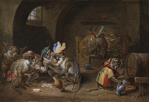Monkeys in a Tavern, 1660, David Teniers le Jeune