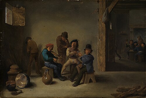 Drinking and smoking farmers in a tavern, 1634, David Teniers le Jeune