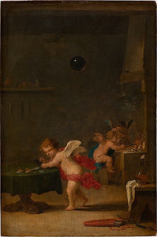 Amoretti in an Alchemist's Workshop, 1636, David Teniers le Jeune