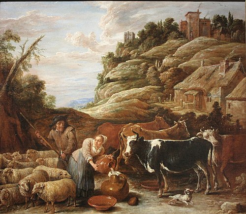 La Traite du troupeau, 1650, David Teniers the Younger