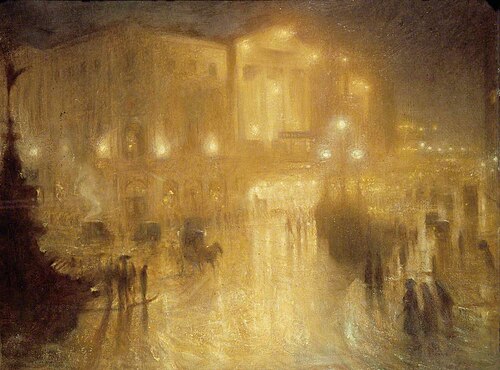 A Wet Night at Piccadilly Circus, 1910, Arthur Hacker