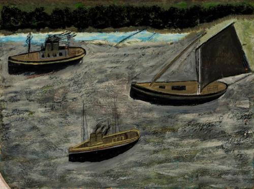 Three Boats Off The Shore, , Alfred Wallis
