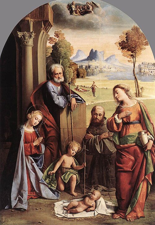 Nativity with Saints, 1520, Ortolano Ferrarese