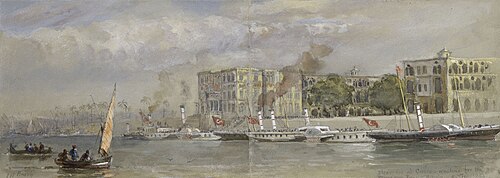 Kasr-el-Nil, the Viceroy's Palace, Cairo, 6 February, 1869, Oswald Walters Brierly