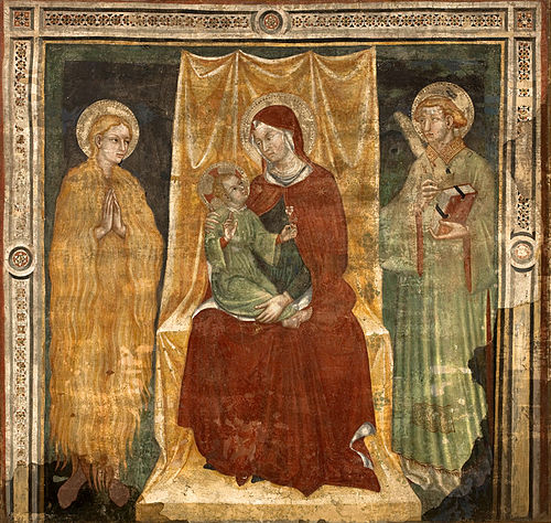 Madonna and Child between Saint Magdalene and Saint Stephen Protomartyr, 1450, Ottaviano Nelli