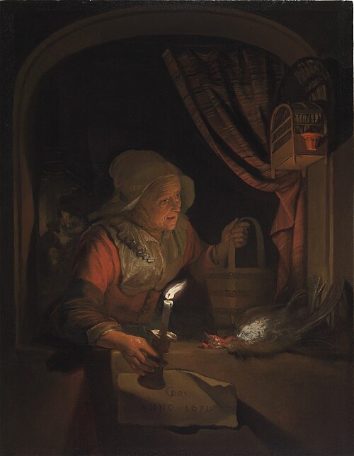 Old Woman in a Window with a Candle, 1671, Gérard Dou