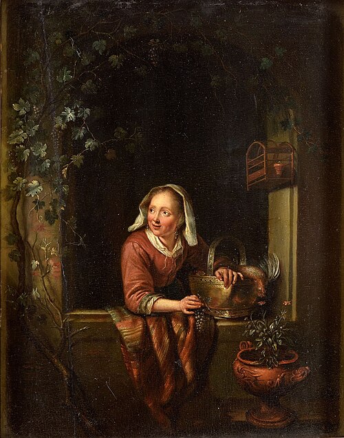 Une servante à la fenêtre, 1700, Gérard Dou