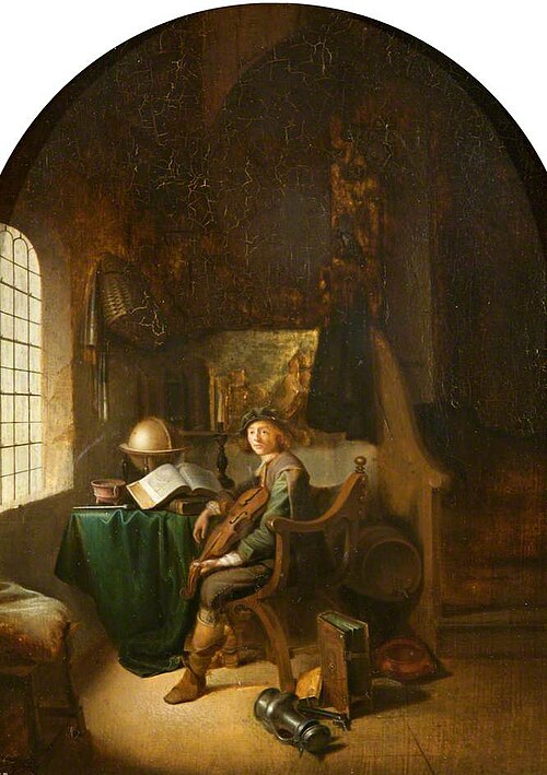 Interior with a Young Violin Player, , Gérard Dou