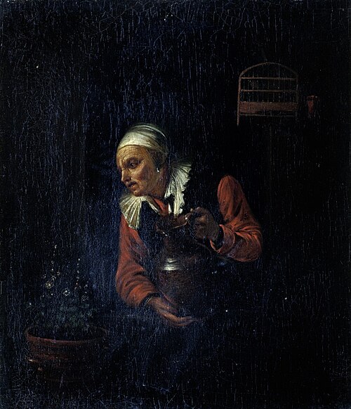 Old Woman Watering a Plant, , Gérard Dou