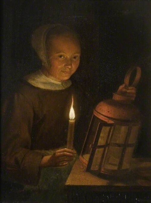 Woman Lighting a Lantern, , Gérard Dou