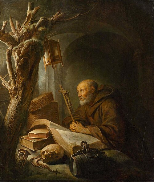 Hermit at prayer, 1670, Gérard Dou