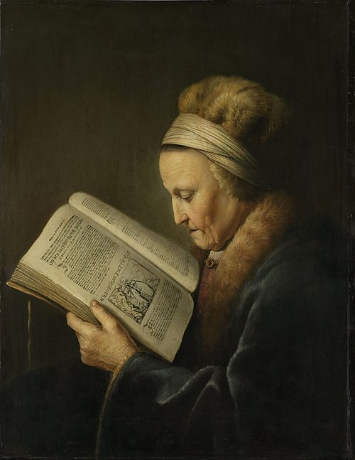 Vieille Femme lisant un livre, 1631, Gérard Dou