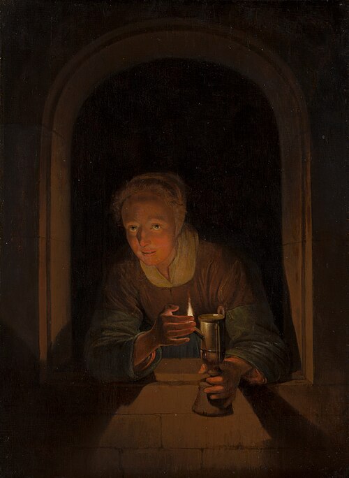 Fille avec une lampe, 1665, Gérard Dou