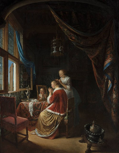 A Young Woman at Her Toilet, 1667, Gerrit Dou