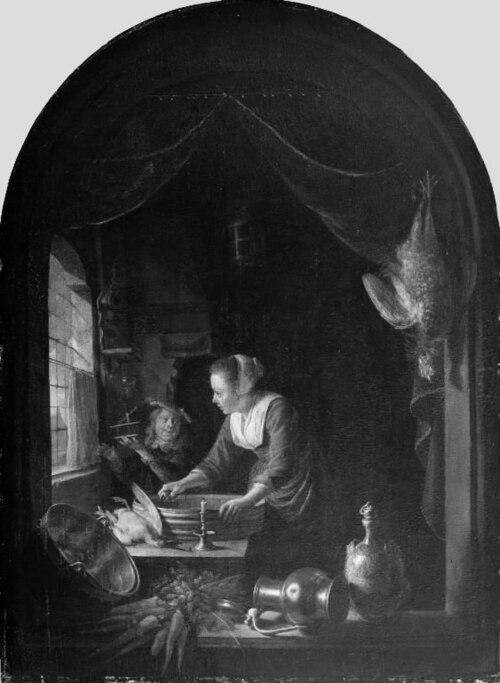 Kitchen Scene, 1645, Gerrit Dou