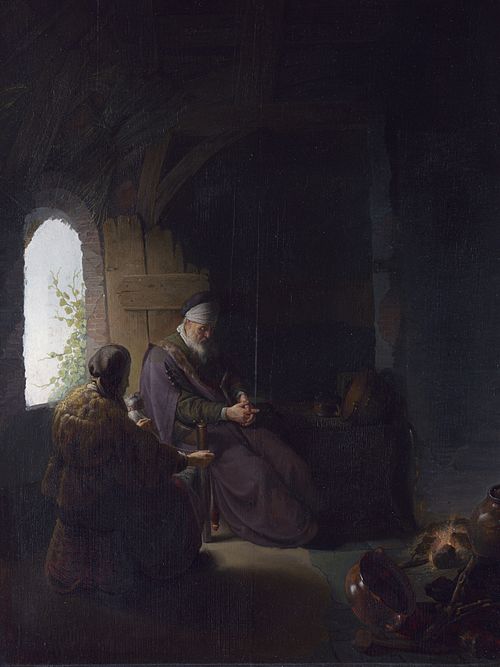 Anna and the Blind Tobit, 1660, Gerrit Dou