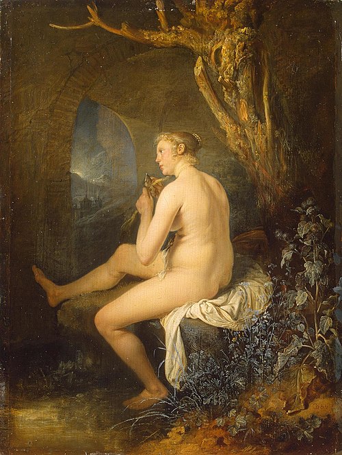 Woman Bather combing her Hair, 1665, Gerrit Dou