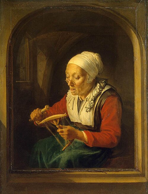Old Woman Unreeling Threads, 1660, Gerrit Dou