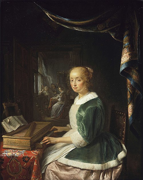 Young Lady Playing a Clavichord, 1660, Gerrit Dou