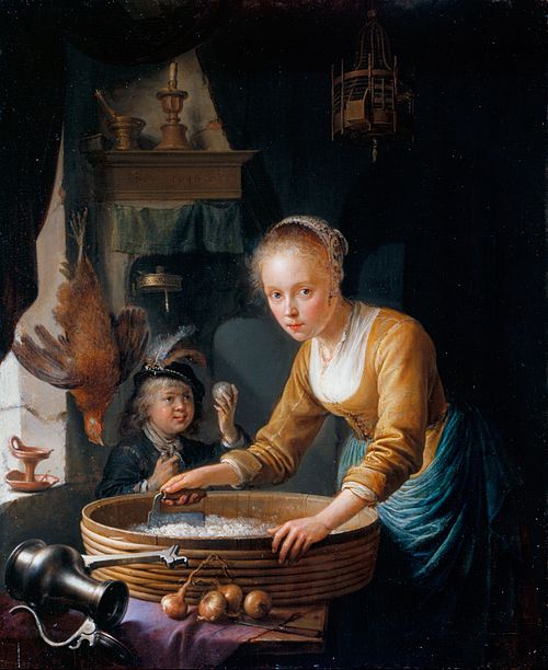 Girl chopping Onions, 1646, Gerrit Dou