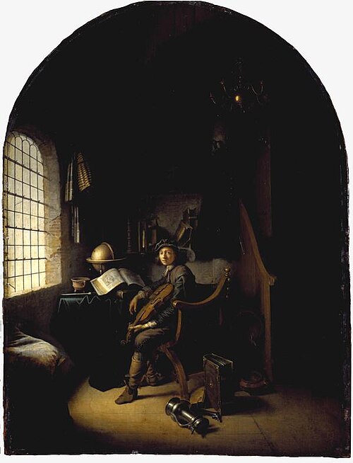 An Interior with a Young Violinist, 1637, Gerrit Dou