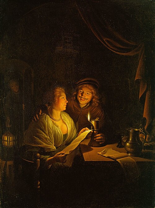 A Couple Reading by Candlelight, 1662, Gerrit Dou