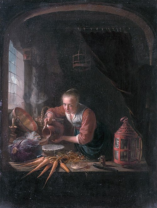 Woman Pouring Water into a  Bowl, 1647, Gerrit Dou