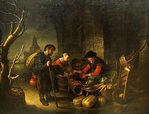 The Herring Woman and the Beggar, 1654, Gérard Dou