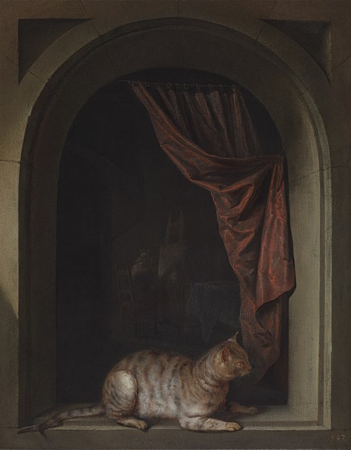 Cat on a Ledge, 1657, Gérard Dou