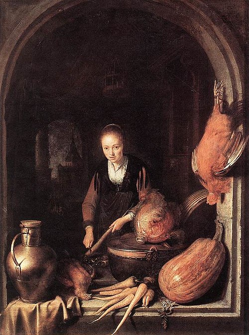 A Girl Scraping Carrots, 1645, Gérard Dou