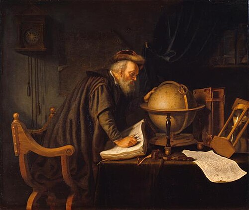 Old Man with a Globe, 1650, Gérard Dou