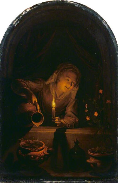 A Girl Watering Plants, 1655, Gerrit Dou