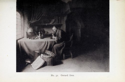 Scholar smoking a Pipe in his Study (Rembrandt's father), 1635, Gerrit Dou