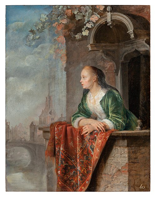 Young Lady on a Balcony, 1664, Gerrit Dou