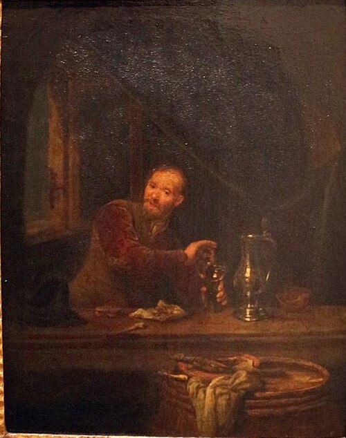 Cena interior com um homem, 1650, Gerrit Dou