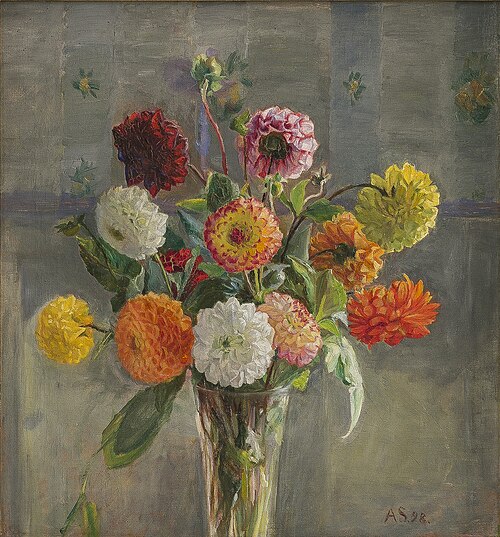 Georginer i et glas, 1898, Anna Syberg