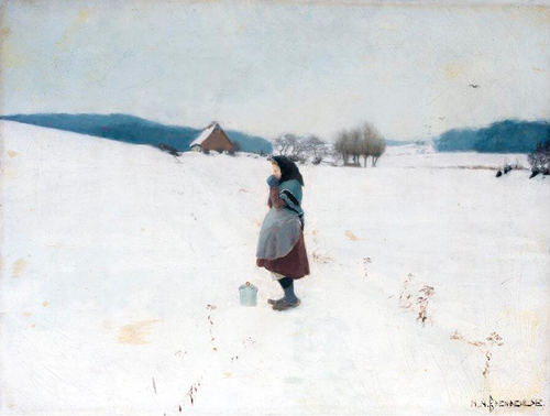 A walk in the snow., 1908, H. A. Brendekilde