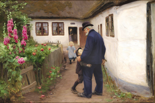 A visit from grandfather., 1908, H. A. Brendekilde