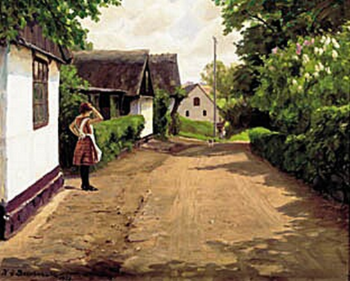 View of Gundsømagle on a summer day., 1928, H. A. Brendekilde