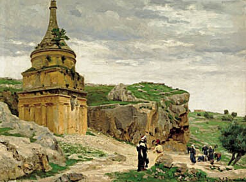 View of the Kedron Valley with the tomb of Absalom, near Jerusalem., 1890, H. A. Brendekilde