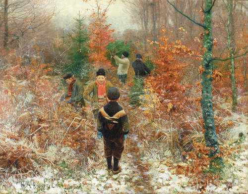 Cutting Christmas trees., 1885, H. A. Brendekilde
