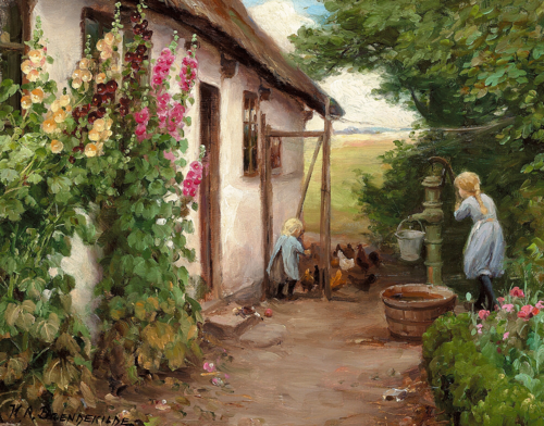 Outside the farmhouse., 1908, H. A. Brendekilde