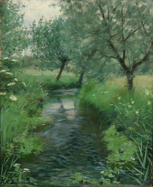 A landscape with a stream., 1908, H. A. Brendekilde