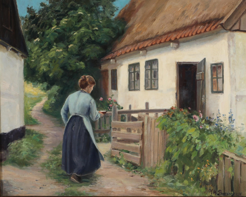 House of the seamstress in Lille Næstved., 1908, H. A. Brendekilde