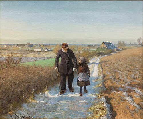 Den gamle mand og barnet, 1888, H. A. Brendekilde