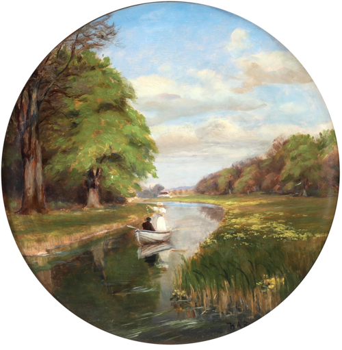 A young couple in a row boat on Odense Å., 1903, H. A. Brendekilde